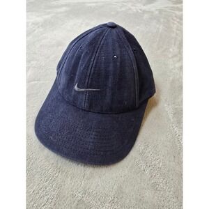 Vintage Nike Golf Hat Cap Blue OSFA Strapback Swoosh Logo Made In USA Y2K